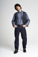 EDGED WAISTCOAT RAW DENIM