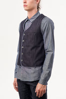 EDGED WAISTCOAT RAW DENIM